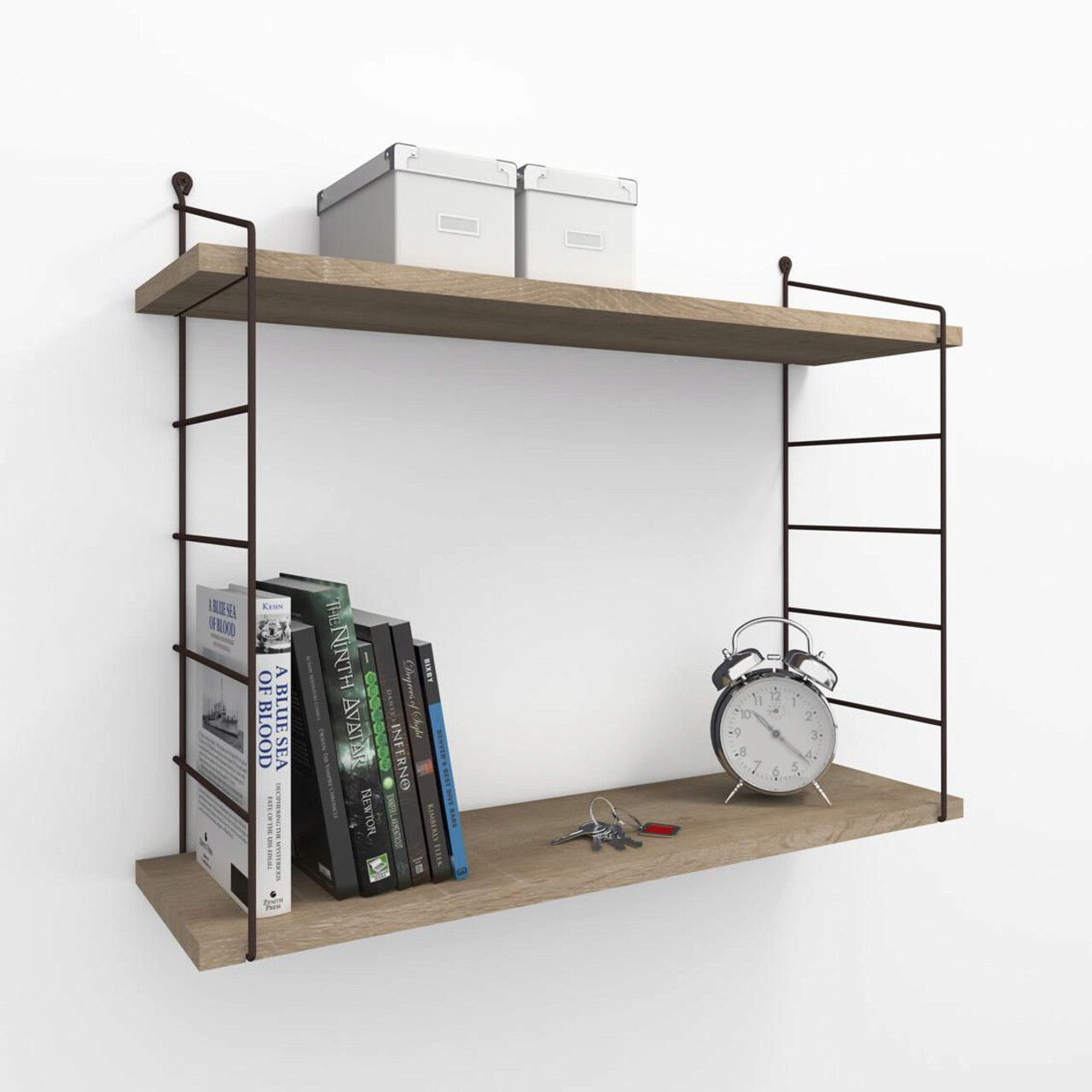 Raft de perete, Hanah Home, Armoni 2'li, 72x58x20 cm, Maro - imagine 5